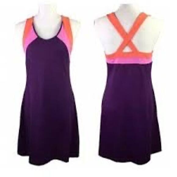 Title Nine Diamalete Athletic Dress Stretch Tennis Golf Size S Colorblock Purple - Picture 1 of 10